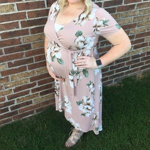 Pinkblush Maternity High Low Neutral Floral Dress